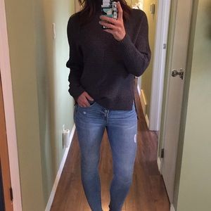 Loft Ribbed Mock Neck Sweater